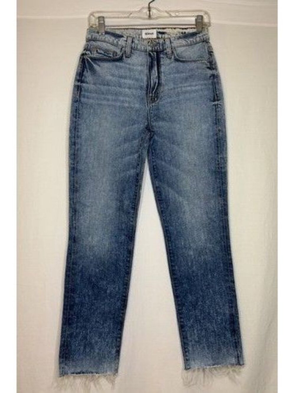 NWOT Hudson Jeans Womens 27 Raw Hem Straight Leg High Rise Ombré Acid Stone Wash